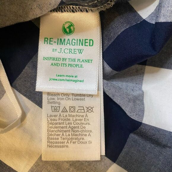 J. Crew White and Navy Gingham Ruffle One Shoulder Blouse - Picture 7 of 10